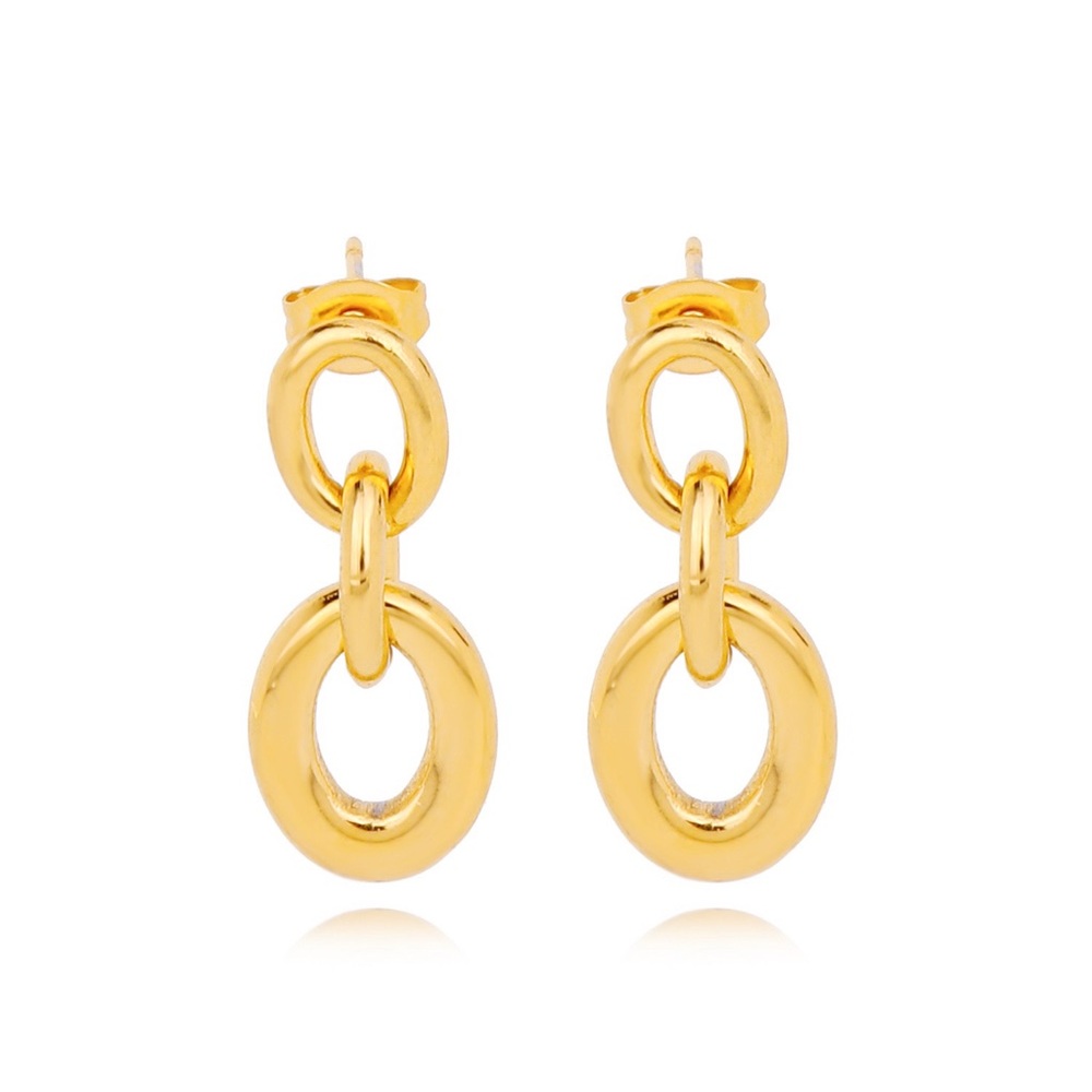 18K Gold Double Hoop Drop Earrings*Everyday Earrings*Waterproof and Tarnish Free